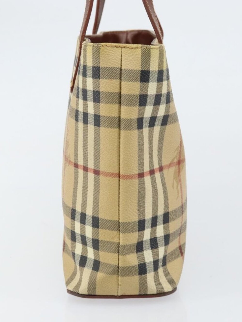 BURBERRY Nova Check Hand Bag PVC Beige Gold Auth BA8952 - Picture 5 of 16